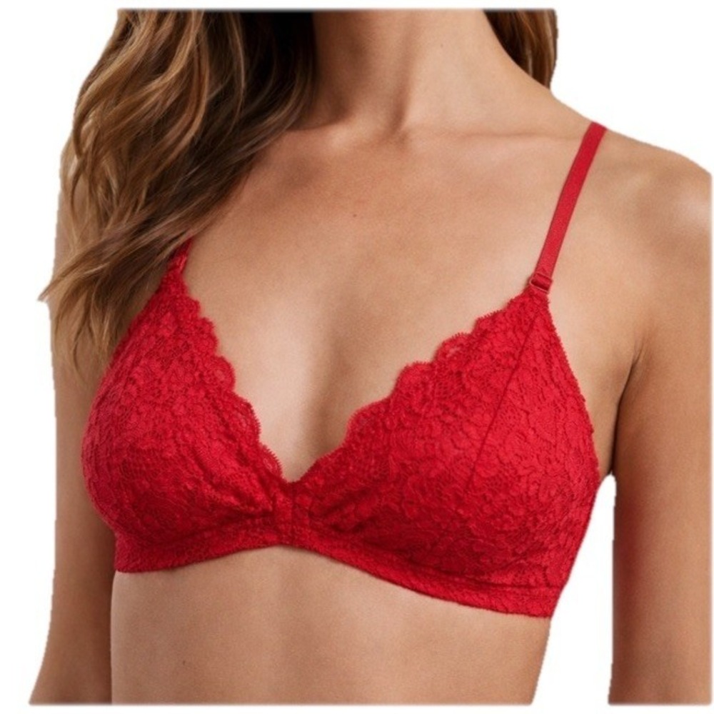 NWT Cosabella Never Say Never Tie Me Up Triangle Bralette Rossette/Rosse Small